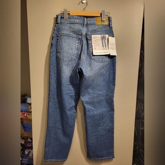 Calvin Klein High Rise Straight Blue Denim Jeans, Size 29 - Picture 3 of 7